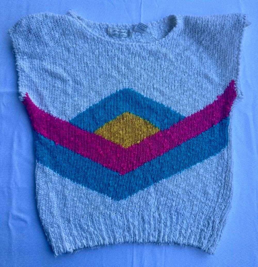 Vintage Margules Geometric Colorblock Knit Sweater Vest Women's Size M